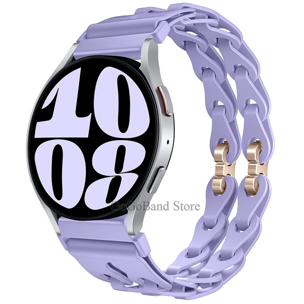 22mm 20mm Chain Strap for Samsung Galaxy Watch 7 6 5 4 6Classic Silicone Band for Huawei GT4 3Pro for Amazfit GTR 4/GTS Bracelet