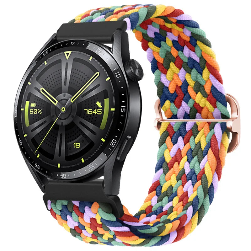 20mm 22mm Braided Solo Loop Strap For Samsung Watch 5/4/3 Active 2/Huawei Watch 3/GT Nylon Elastic Bracelet Amazfit GTR/GTS Belt