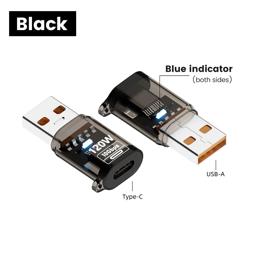 120W Fast Charging USB 3.2 to Type C Adapter OTG 10GB High Speed Data Audio Transfer For PC Tablet Xiaomi Huawei USB C Converter