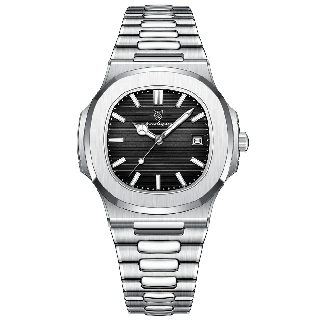POEDAGAR Fashion Square Quartz Man Clock Waterproof Luminous Date Stainless Steel Watches For Men Luxury Business Men Wristwatch