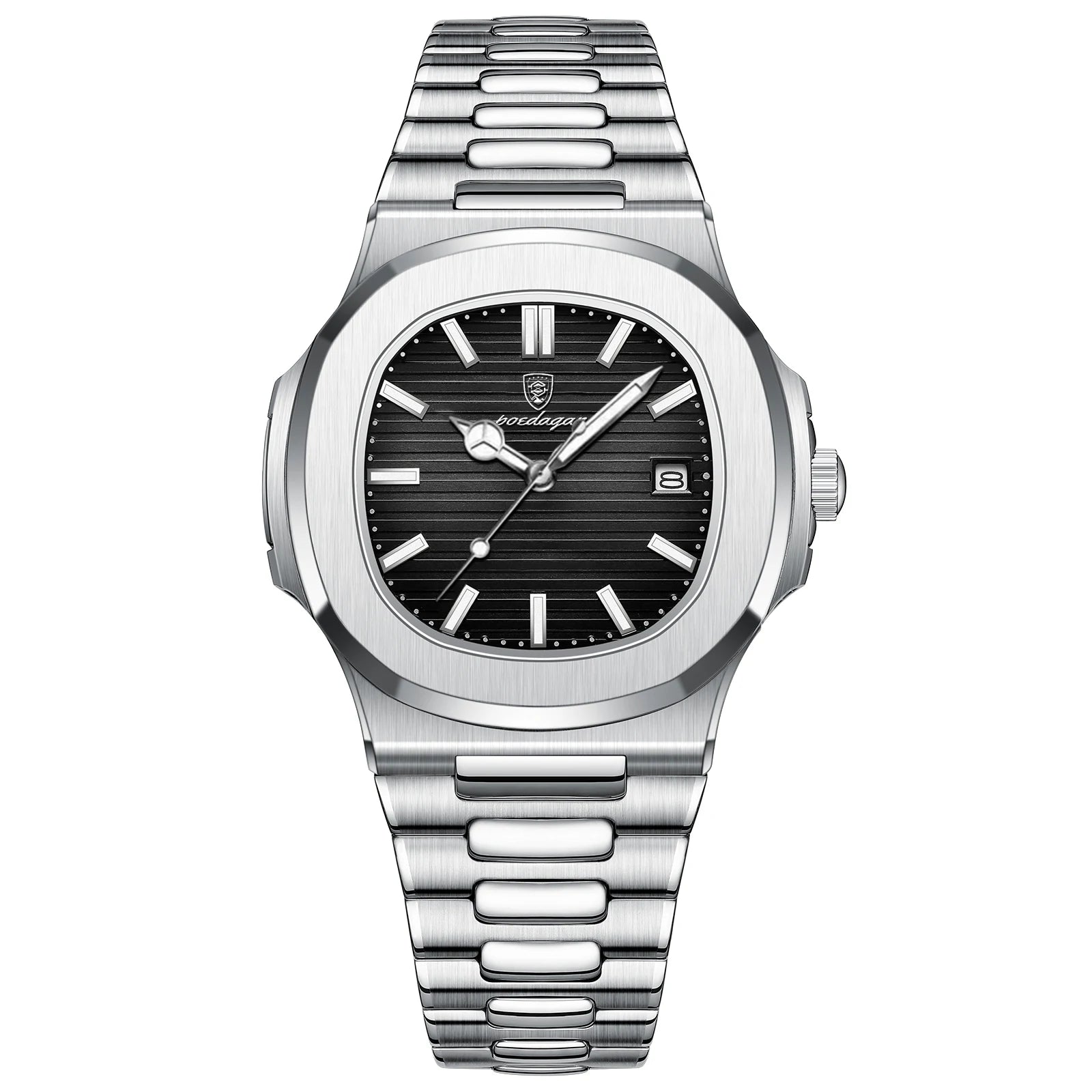 POEDAGAR Fashion Square Quartz Man Clock Waterproof Luminous Date Stainless Steel Watches For Men Luxury Business Men Wristwatch