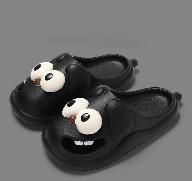 Tongue Kiss Slippers Big Eye Dog Slippers,Cute Funny Big Eye Dog Fun Cartoon Package Head Eva Slippers For Women