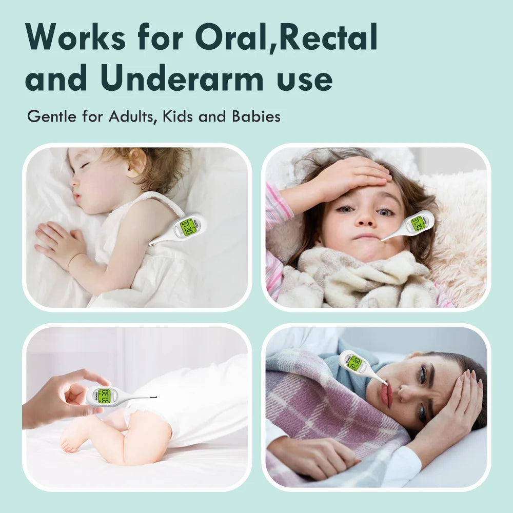 9 Seconds Digital Basal Thermometer for Adults and Kids - Accurate Oral Thermometer with Fever Alarm for Baby with Large Display