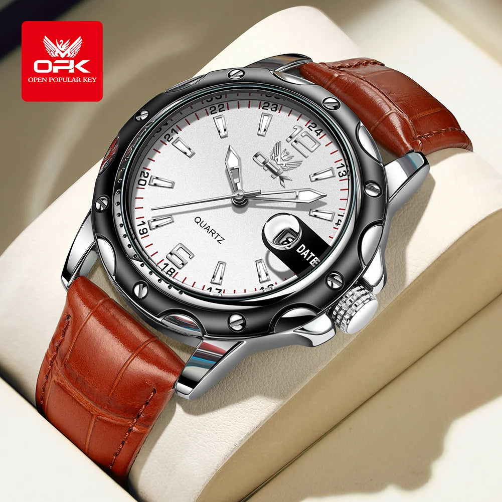 OPK  6026   Steel belt, casual and minimalist with date, men's quartz watch