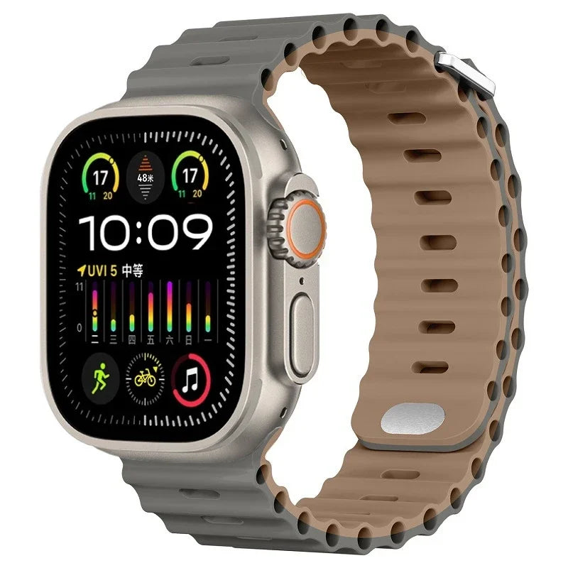Ocean Silicone Strap For Apple Watch UItra 3 1 2 49mm 10 9 8 7 11 46mm 42mm 45mm 41mm Bracelet Wristband iWatch 6 5 4 SE3 44mm