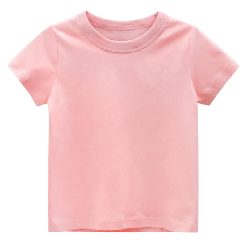 Kids Solid T Shirt Tops for Child Boys Girls Baby Toddler Blank Cotton Clothes White T-shirts Children Summer Tees Short Sleeve