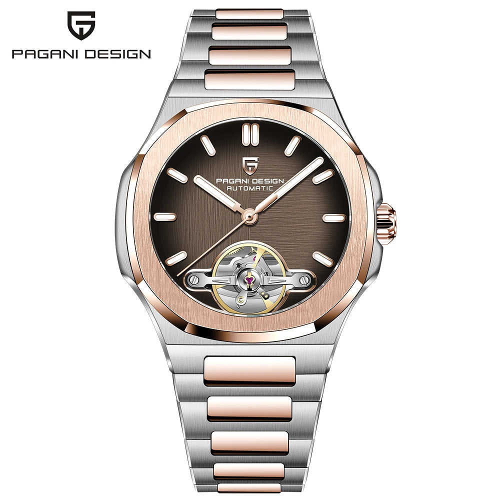 PAGANI DESIGN 2026 Men's Watch Skeleton Luxury Gold Automatic Watch For Men New Stainless steel  Business Mechanical Wristwatch