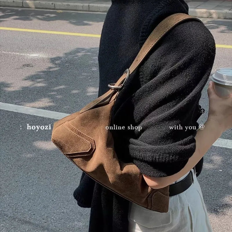 Crossbody Bags for Women Shoulder Bag Velvet Retro Soft Leather Frosted Armpit Bag Purse and Handbags Designer Bags Сумка Жіноча