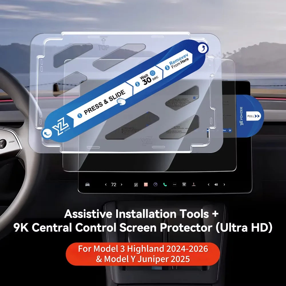YZ Tempered Glass Screen Protector For Tesla Model 3 Y 2021-2025 Center Control Accessorie Matte Anti Glare HD Film Protection