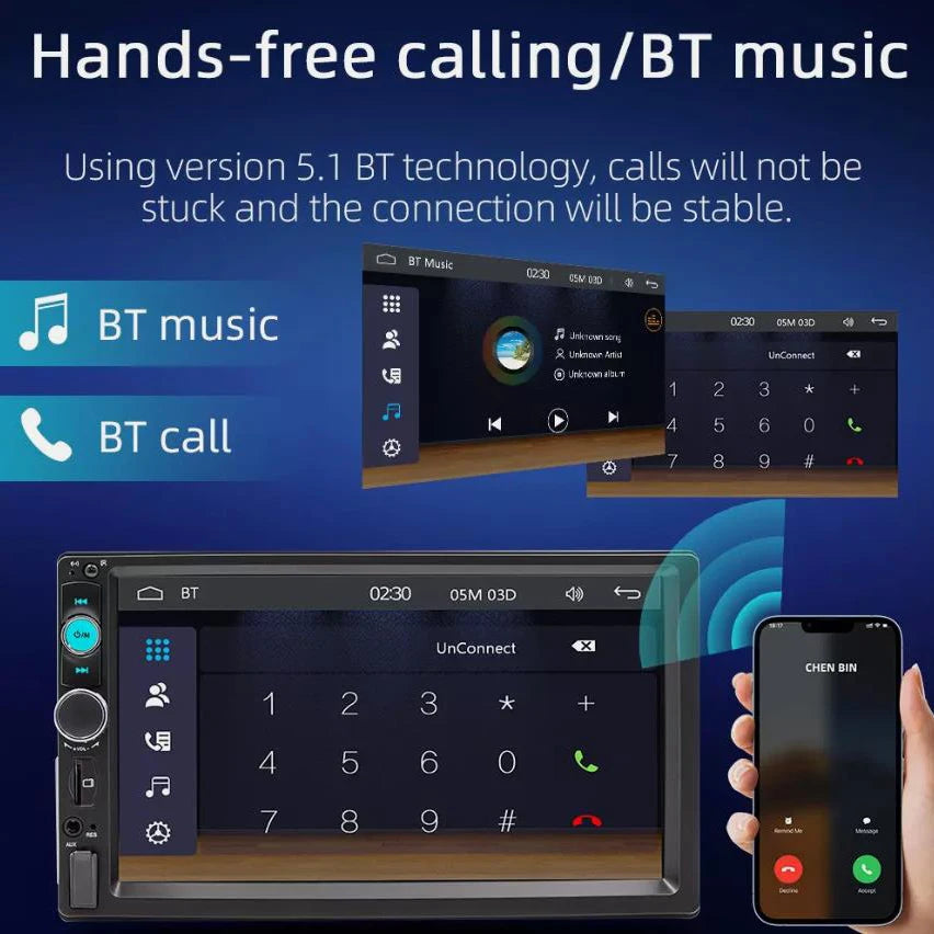Quality 7inch Single 1Din Touch Screen Car Stereo Radio With Handle Remote Control Camera For Apple/Android CarPlay Bluetooth