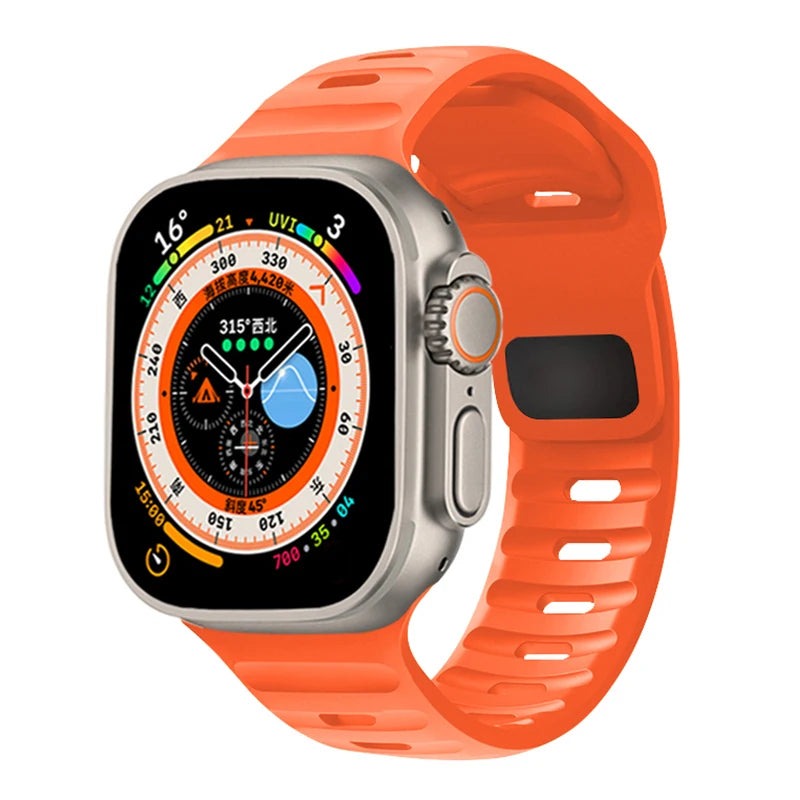 Silicone Strap For Apple Watch ultra2 Band 44mm 49mm 45mm 41-46-42mm 40mm sport correa bracelet iwatch Series 10 7 6 se 3 8 9 11
