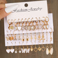 18 Pairs Of Lady Earrings Snake Butterfly Mushroom Lock Diamond-encrusted Zircon Pearl Love Earring Set
