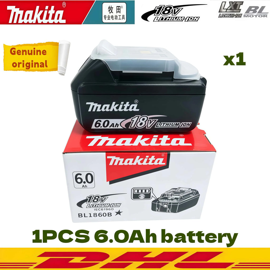 100% Genuine Original Makita 6.0Ah 18V Rechargeable Battery, BL1860B Makita 18V Battery BL1850 BL1840 BL1860 Replacement Lithium