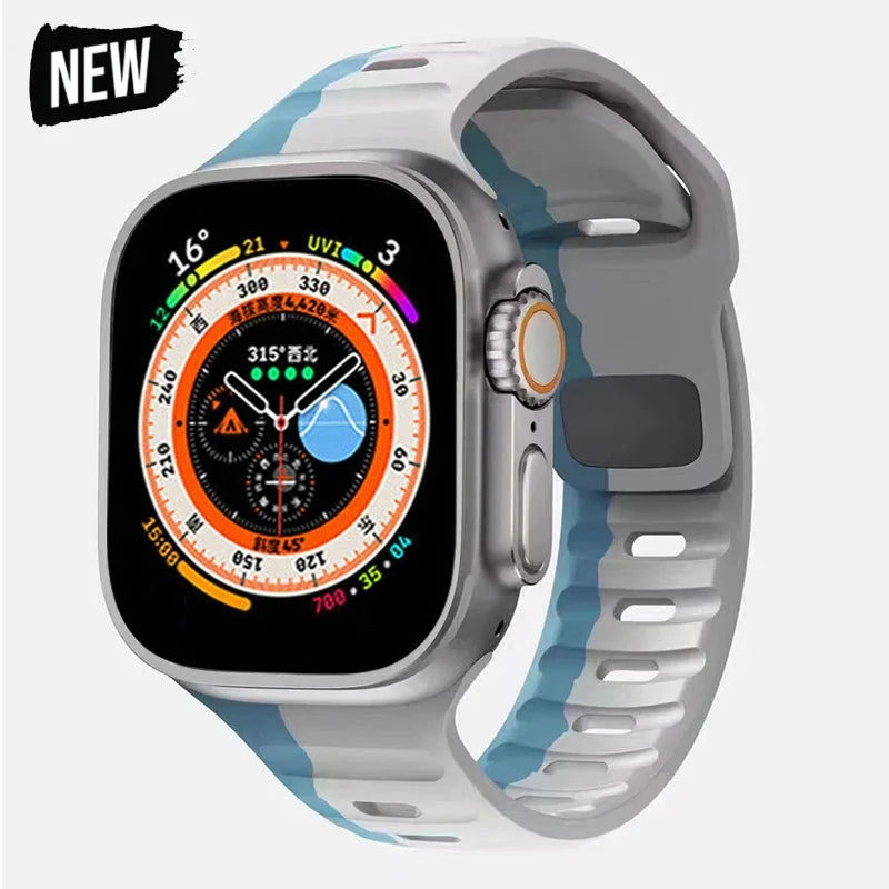 Sport Strap For Apple Watch Ultra band 49mm 45mm 46mm 44mm 42mm 41mm Silicone Air hole Bracelet iWatch Serie 11 10 9 8 7 6 SE