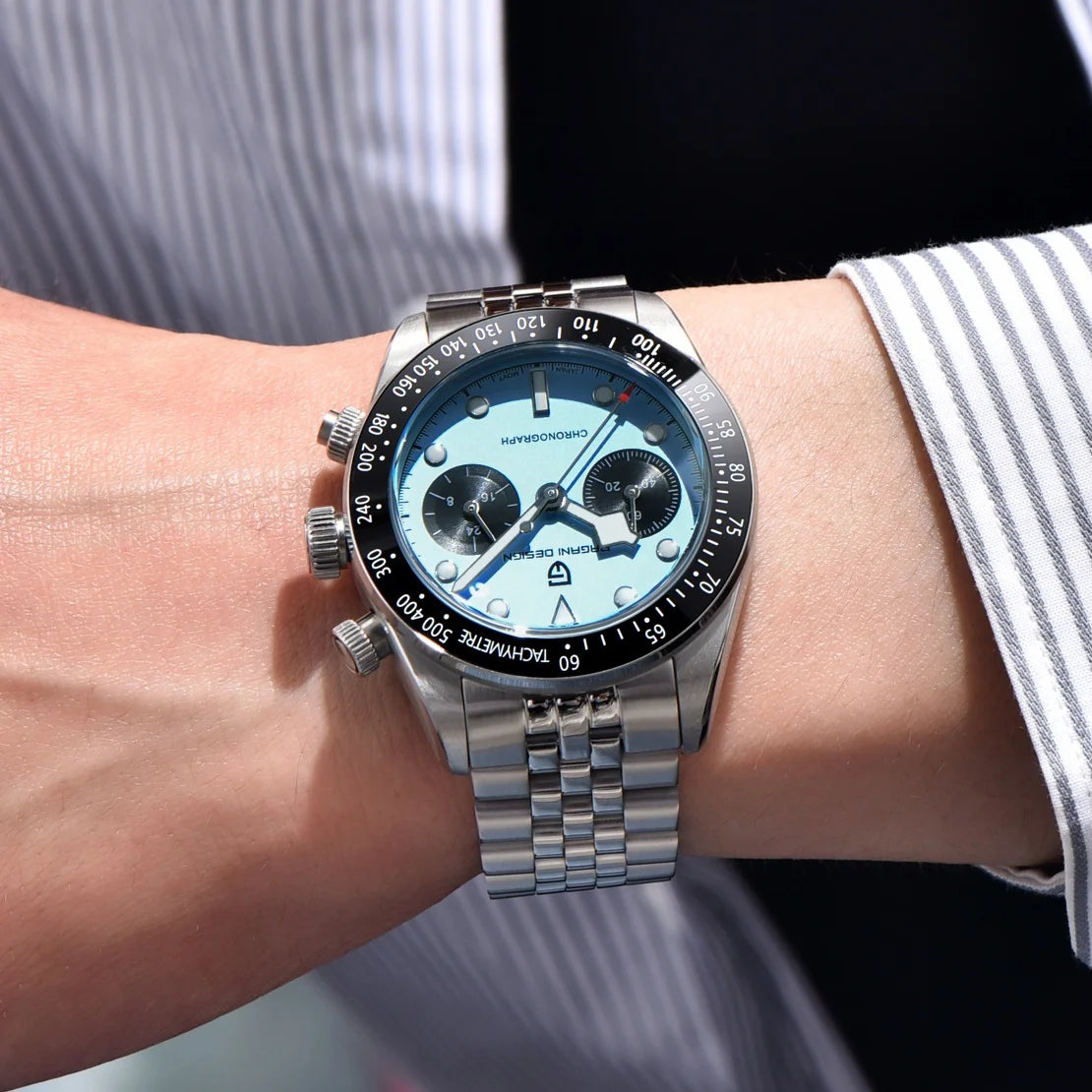 2026New PAGANI DESIGN Quartz Panda Dial Watch Sapphire Luxury Luminous 500 Bezel Men Watch 316L All Steel Japan Movt Chronograph