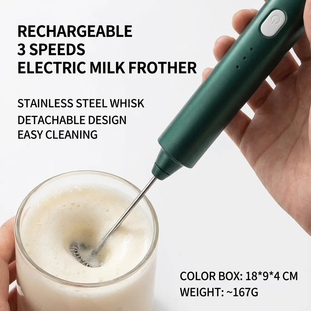 1 PCS USB Rechargeable Handheld Egg Beater 3 Speeds Electric Milk Frother Foam Maker Mixer Coffee Drink Frothing Wand Foamer