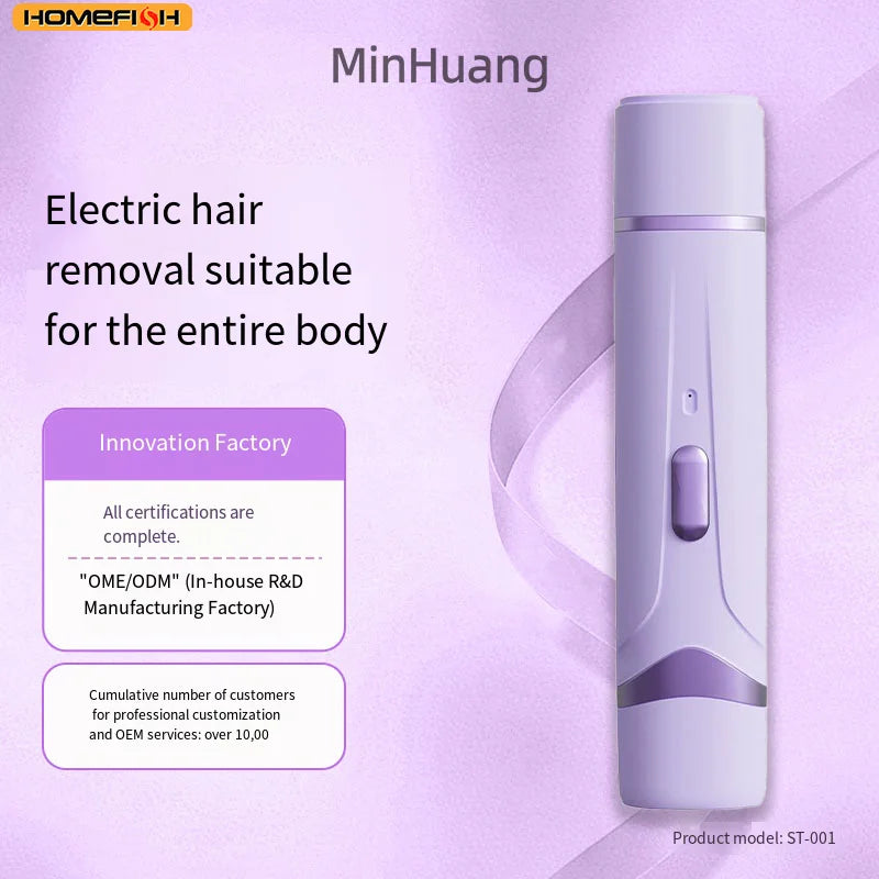HOMEFISH 2in1 Electric Razor for Women Painless Hair Removal Rechargeable Body Mustache Epilator Shaver