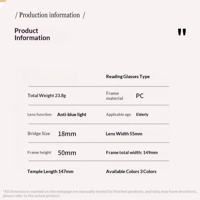 Fashionable High-definition Reading Glasses for Middle-aged and Elderly People, Anti Blue Light Reading Glasses for Presbyopia