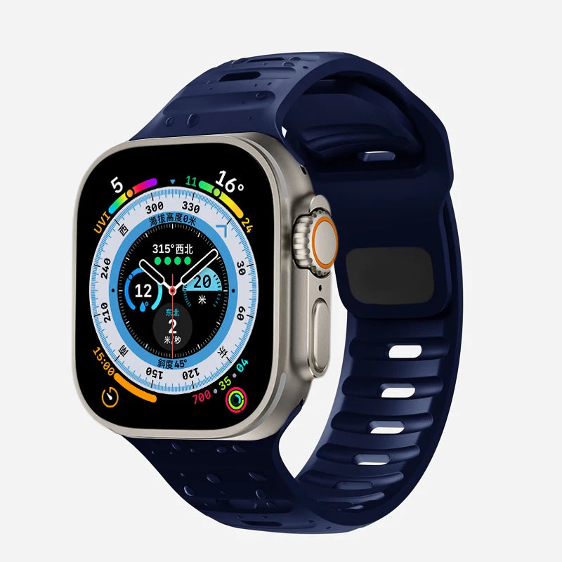 Strap For Apple Watch Band 49mm 44mm 45mm 41mm 40mm 42mm 38mm Soft Silicone sport Bracelet iwatch Serise 8 7 SE 6 5 9 Ultra 49mm