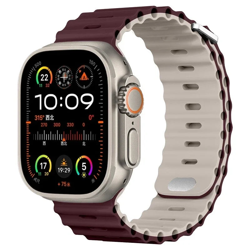 Ocean Silicone Strap For Apple Watch UItra 3 1 2 49mm 10 9 8 7 11 46mm 42mm 45mm 41mm Bracelet Wristband iWatch 6 5 4 SE3 44mm