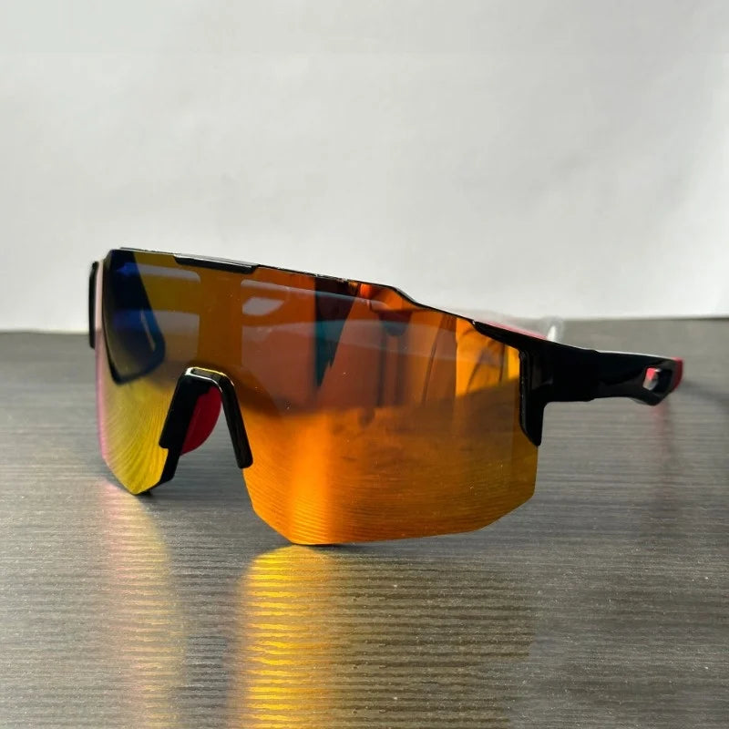Men's Fashion Large Frame Glasses Integrated Design Bright Yellow Orange Lens and Black Frame Suitable for Daily Wear