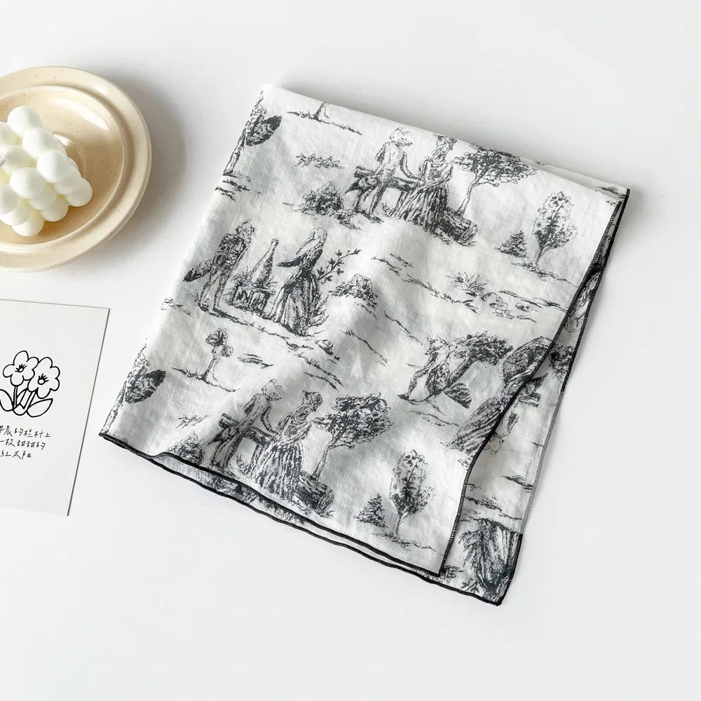Fashion Square Scarf 1pcs Cotton Rich Summer Scarf Digital Printed Head Scarf for Women Versatile Lightweight Wrap Chic