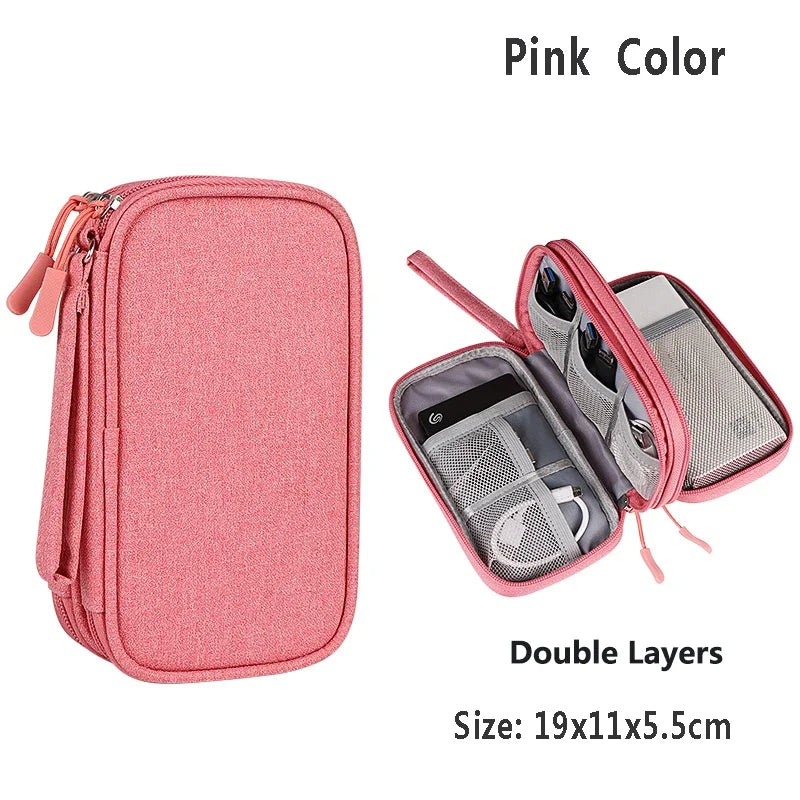 Home Office Cable Organizer Bag, Portable Travel Digital Storage Case for USB Charger Headset