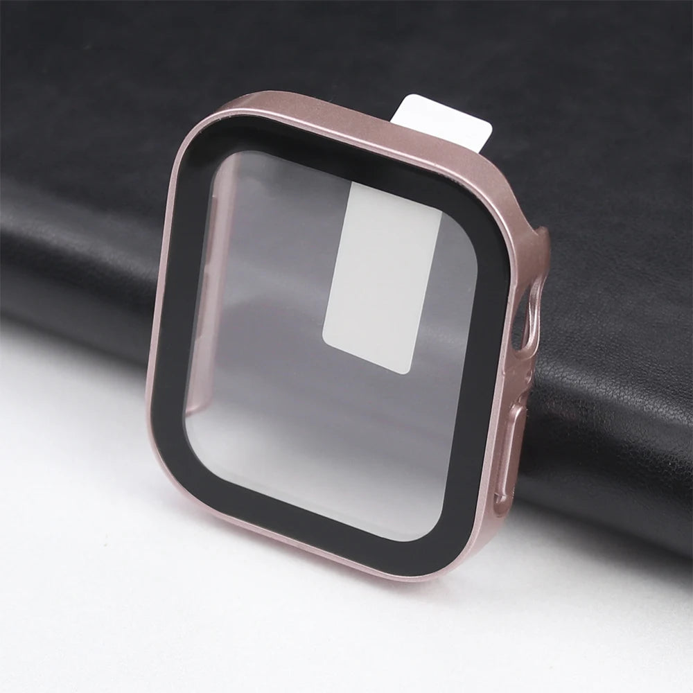 Glass+Waterproof Case for Apple Watch 7 8 9 45mm 41mm Screen Protector Hard PC Bumper for iWatch Series 6 5 4 SE 40mm 44mm Cover