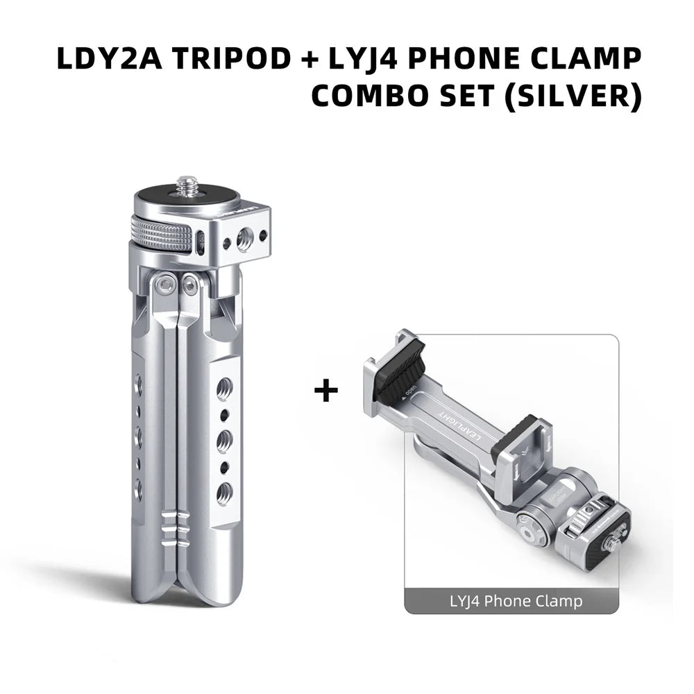 LEAPLIGHT Aluminum Mini Tripod for DJI Osmo Pocket 3/4/4P/360LunaUltra Camera Tripod Handheld Grip w 360° BallHead+Phone Stand