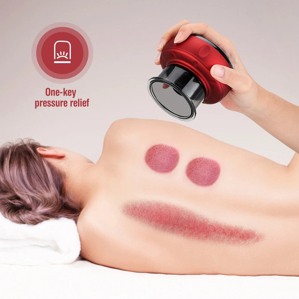 Smart Electric Vacuum Cupping Massager Heated Suction Body Scraper for Back Neck Arm 6/12 Levels Fatigue Relief