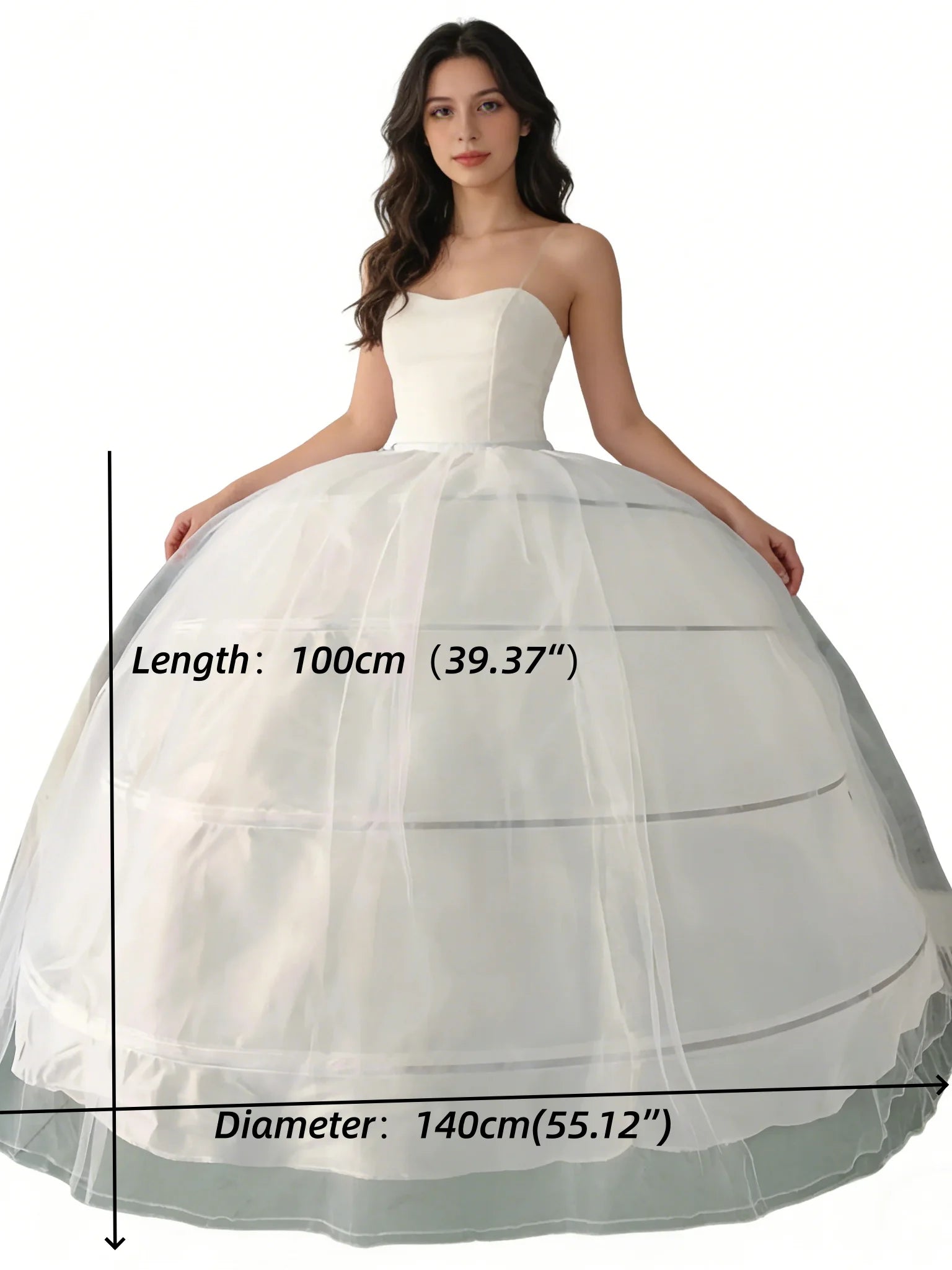 New Hot Sell 4 Hoops Big White Petticoat Super Fluffy Crinoline Slip Underskirt For Wedding Dress Bridal Gown In Stock