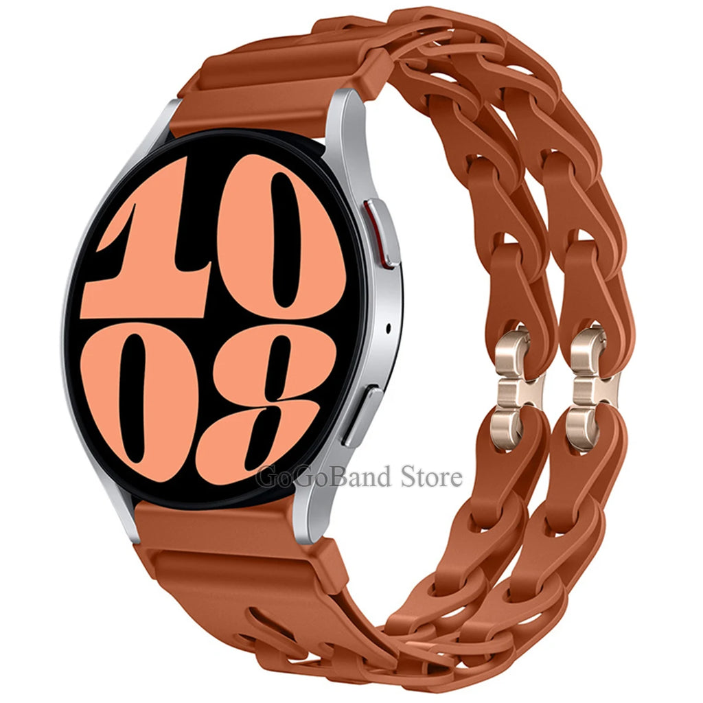 22mm 20mm Chain Strap for Samsung Galaxy Watch 7 6 5 4 6Classic Silicone Band for Huawei GT4 3Pro for Amazfit GTR 4/GTS Bracelet