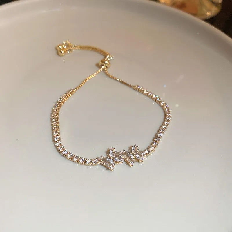 Wave Geometry Adjustable Bracelet Bangle Luxury Fashion Rhinestone Crystal Bracelets Women Wedding Wristband Jewelry
