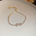 Wave Geometry Adjustable Bracelet Bangle Luxury Fashion Rhinestone Crystal Bracelets Women Wedding Wristband Jewelry
