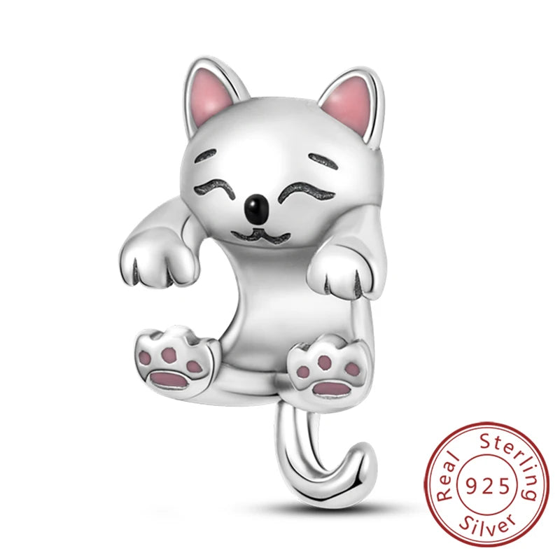 Hot Sale Charm Bead Pendant 925 Sterling Silver Firefly Love Heart Cats Dogs Sunflower Charm for Bracelet Women DIY Jewelry Gift