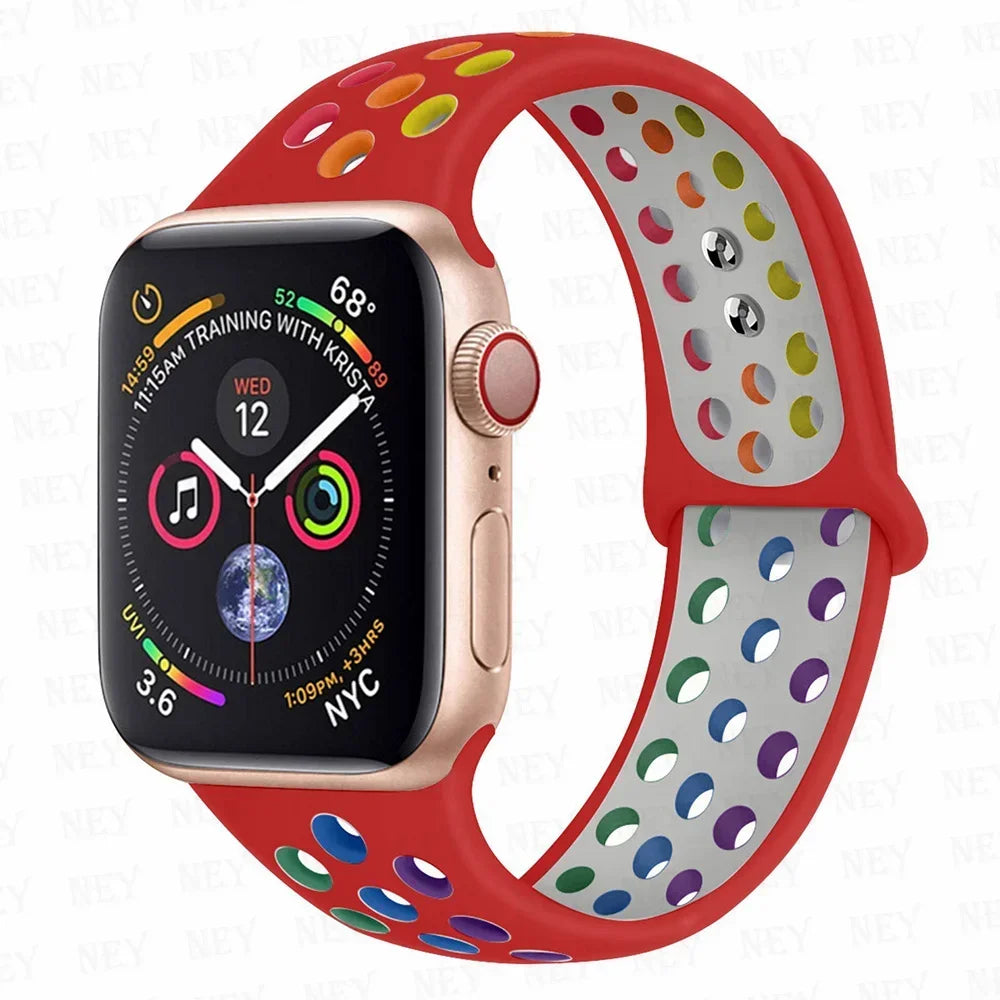 Sport Strap For Apple Watch Band 45mm 49mm 44mm 40mm 41mm 42mm Silicone bracelet correa iWatch Ultra 2 Series 9 8 SE 7 6 5 4 3