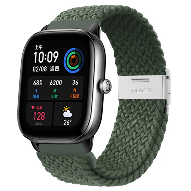 20mm 22mm Braided solo loop For Amazfit GTS 4/2/2e/GTS2 Mini/GTR 4/2/2e/3/Pro 47mm stratos Bracelet Watch band Amazfit bip strap