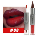 Double Head Lip Gloss Lipliner Two in One Moisturizing Texture Durable Gloss Easy to Apply Natural Lip Makeup