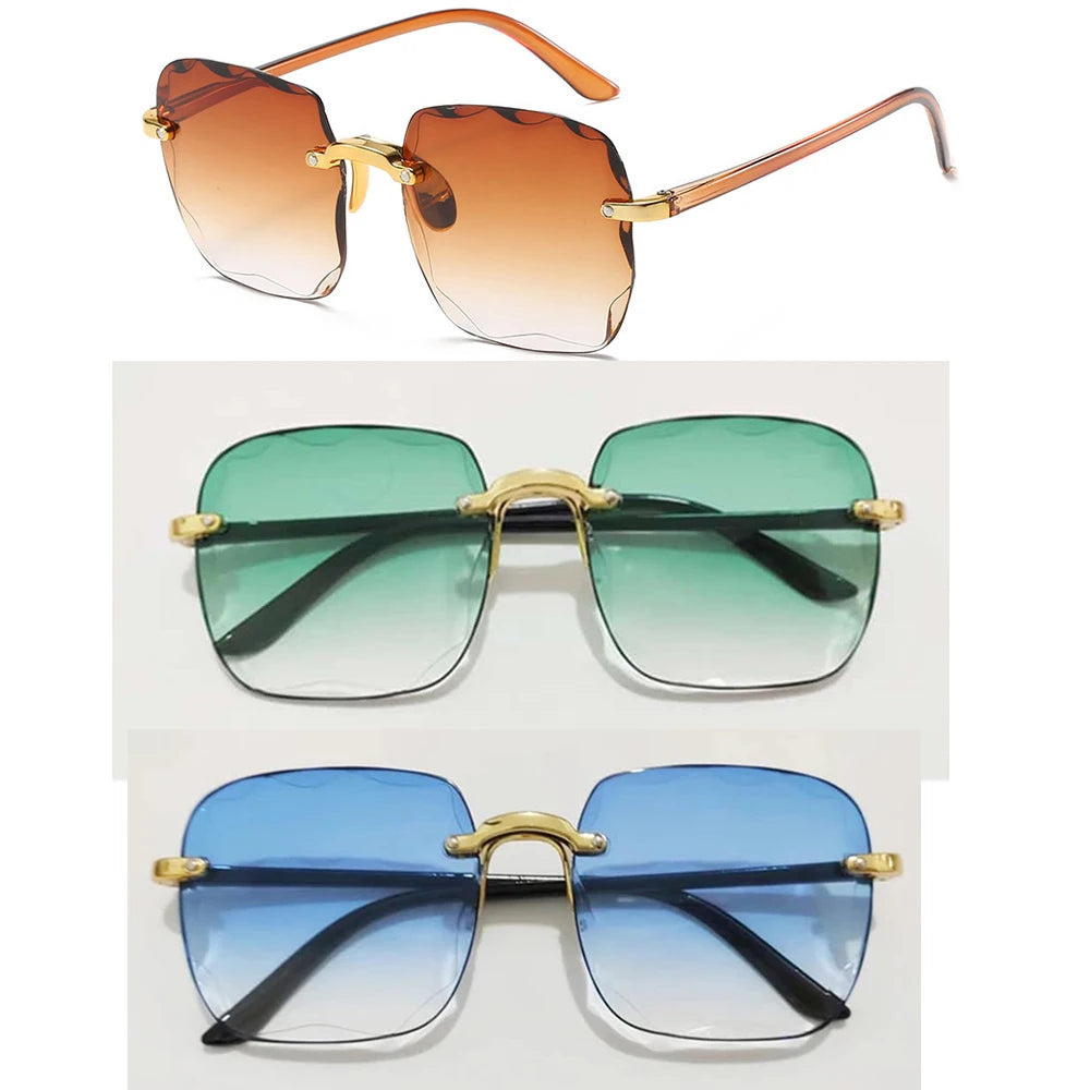 New Rimless Women's Sunglasses Fashion Gradient Lenses Sun Glasses Lady Vintage Pc Legs Classic Designer Shades Sunglasses