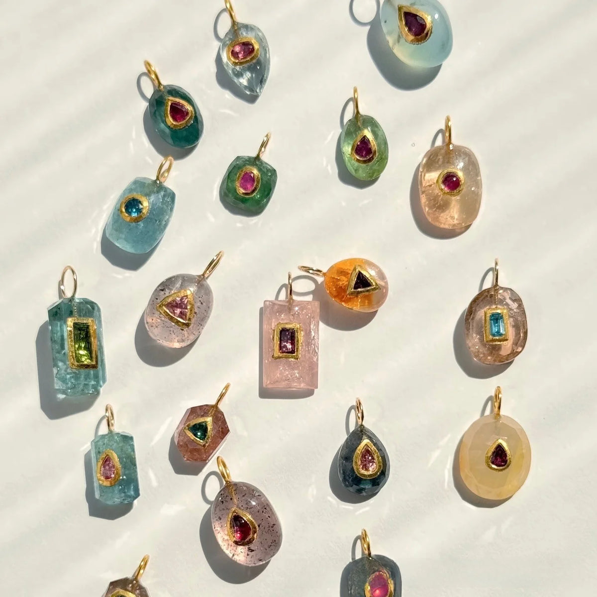 Luxury Fashion December Birthstone Colorful Zircon Geometric Pendant DIY Handmade Stainless Steel Color Retention Women Jewelry
