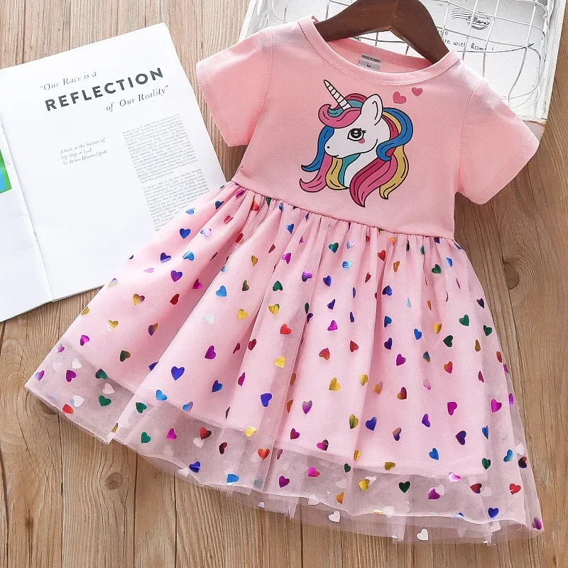 Girls Clothes New Summer Princess Dresses Flying Sleeve Kids Dress Unicorn Party Baby Dresses for Children Clothing 1-6Y