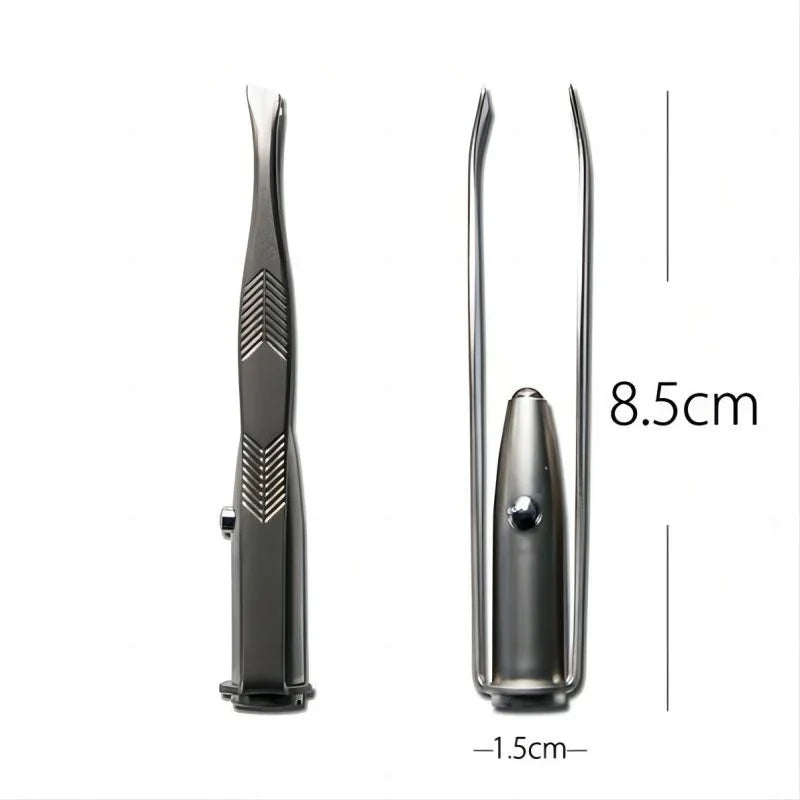 1PC Portable Stainless Steel Eyebrow Tweezer with Smart LED Light - Makeup Removal Tool
