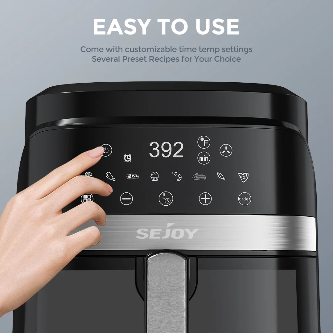 Sejoy Air Fryer 8-in-1,6 Quart Electric Hot Fryer Oven Oilless Cooker,Roast, Bake, Plus Bake,Dehydrate, and Keep Food Warm