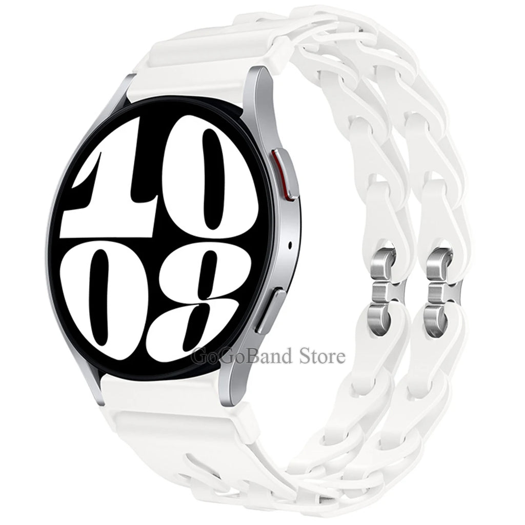 22mm 20mm Chain Strap for Samsung Galaxy Watch 7 6 5 4 6Classic Silicone Band for Huawei GT4 3Pro for Amazfit GTR 4/GTS Bracelet