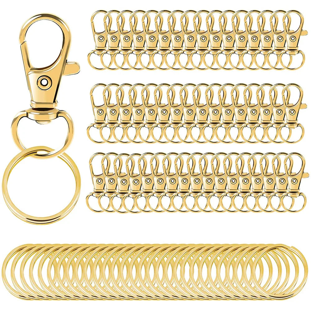 20pcs/pack Swivel Lobster Clasp With Key Ring 10pcs Key Chain 10pcs Key Ring Decoration DIY Making Jewelry Accessories ﻿