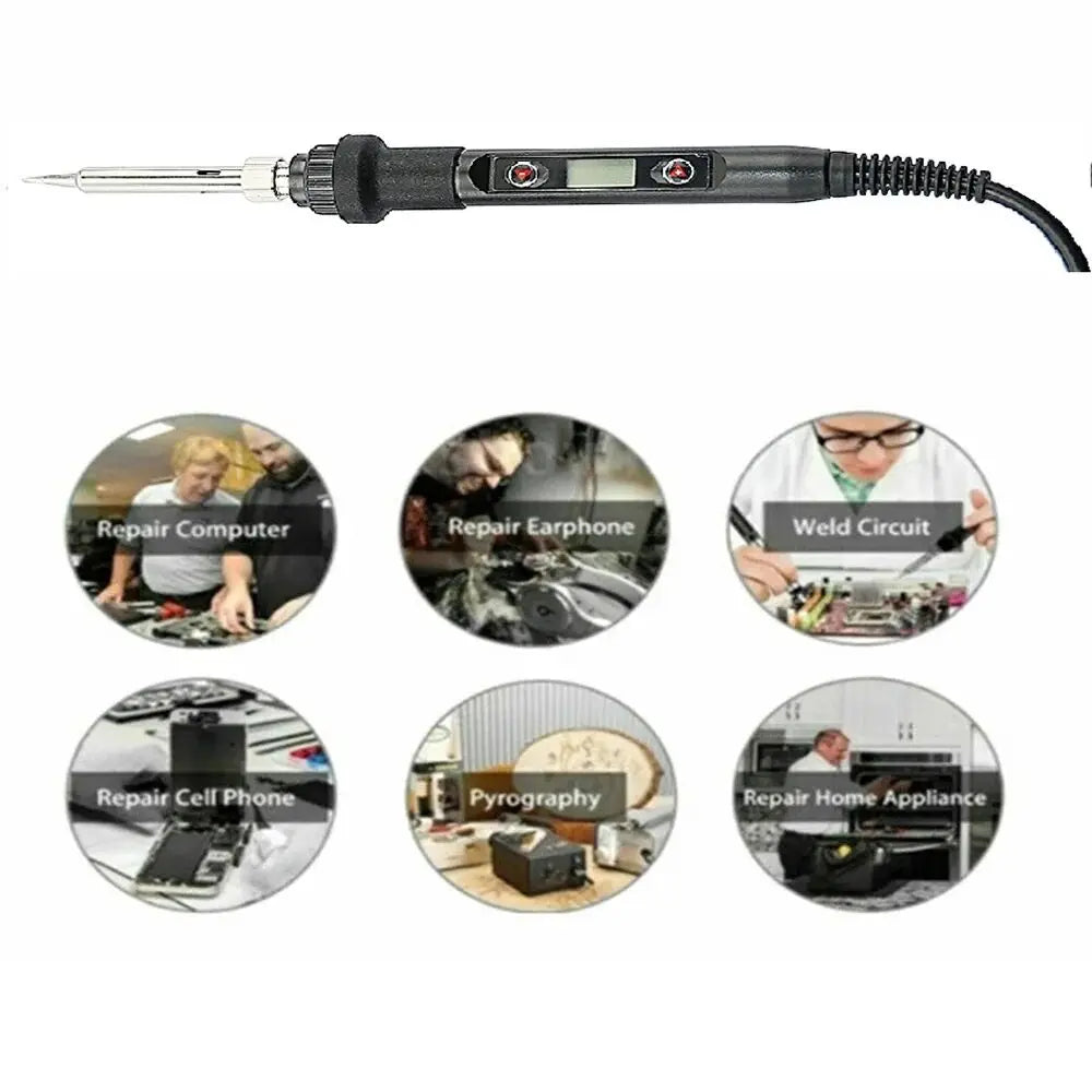 NEW Electric Soldering Iron 16IN1 80W LCD Digital Display 180-500 Adjustable Replaceable Head Soldering Iron Tin Pen Welding Kit
