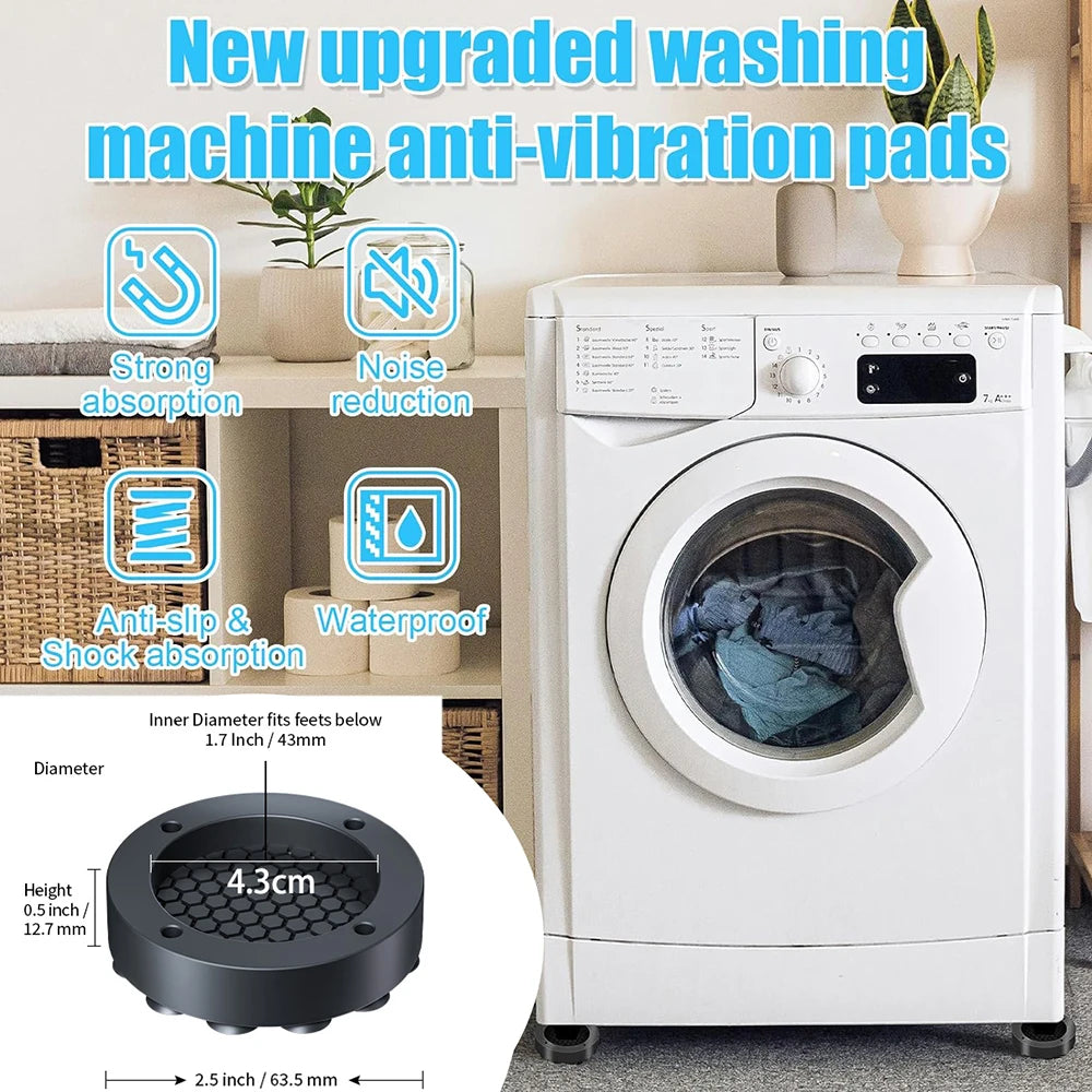 Anti Vibration Feet Pads Rubber Mat Slipstop Silent Universal Washing Machine Support Washer Washing Machine Foot Pads Protects
