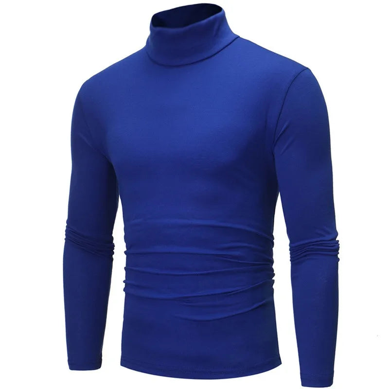 Autumn  Winter Men's High Neck T-shirt Slim Fit Fashion High Elastic Long Sleeve Casual Breathable Apparel Pullover