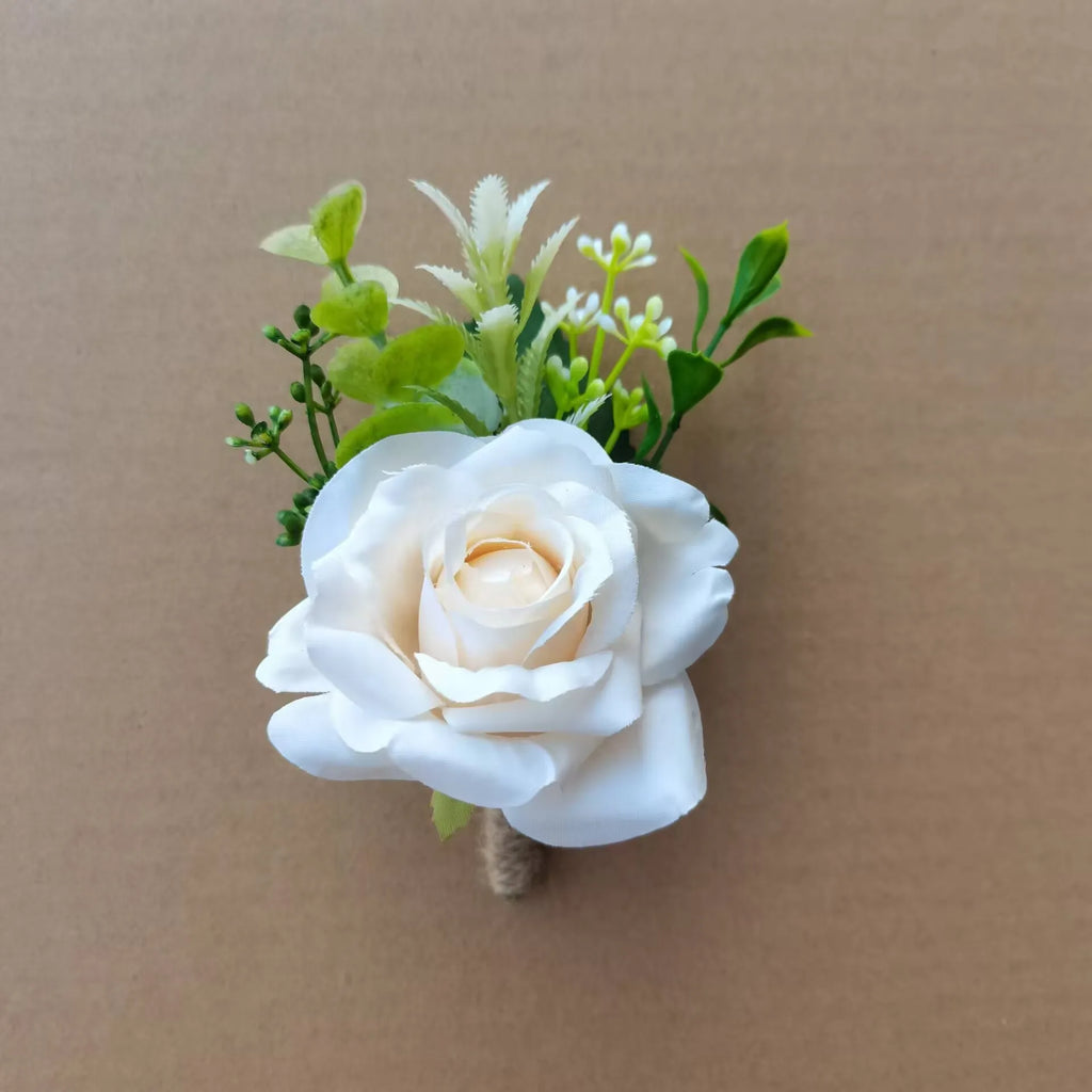 Corsage Men Wedding Rustic Boutonniere White Bridal Wrist Corsage Bridesmaid Groomsmen Party Meeting Personal Decorations