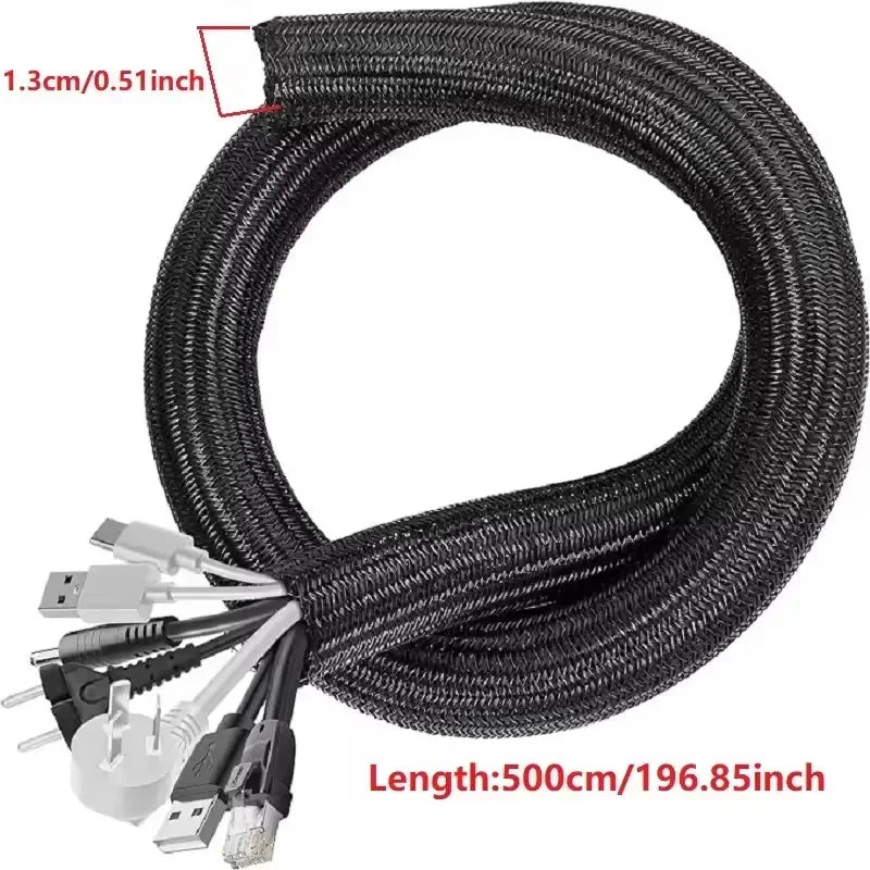 NEW 1-5M Self Closing Cable Protector Sleeve PET Braided Expandable Auto Line Management Flexible Loom Split Pipe Tube Protector